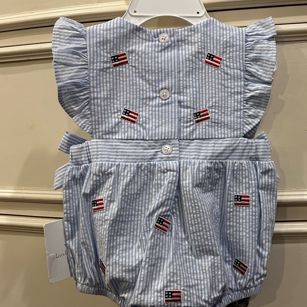 Starting Out Flutter Sleeve Flag Romper - Picture 7 of 11